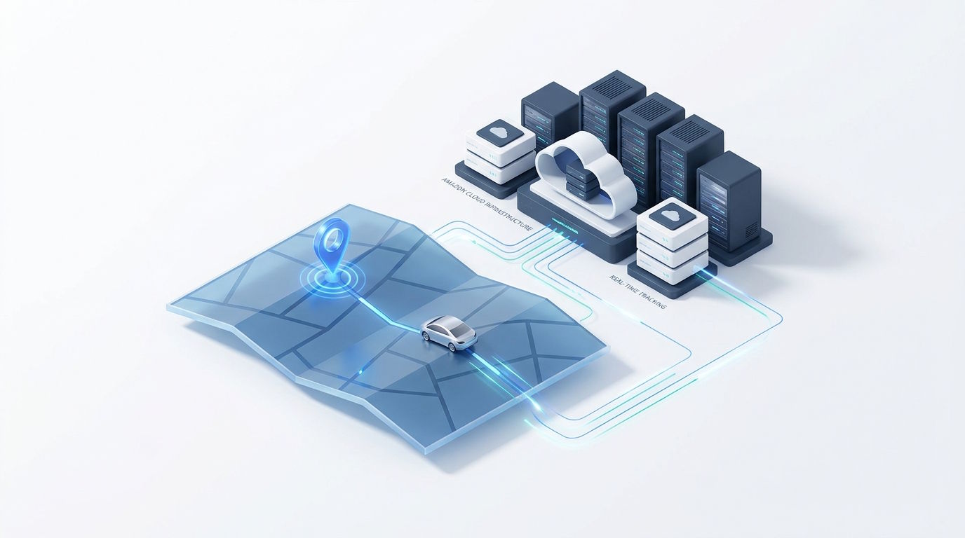 Rastreamento em tempo real conectado à infraestrutura Amazon Cloud